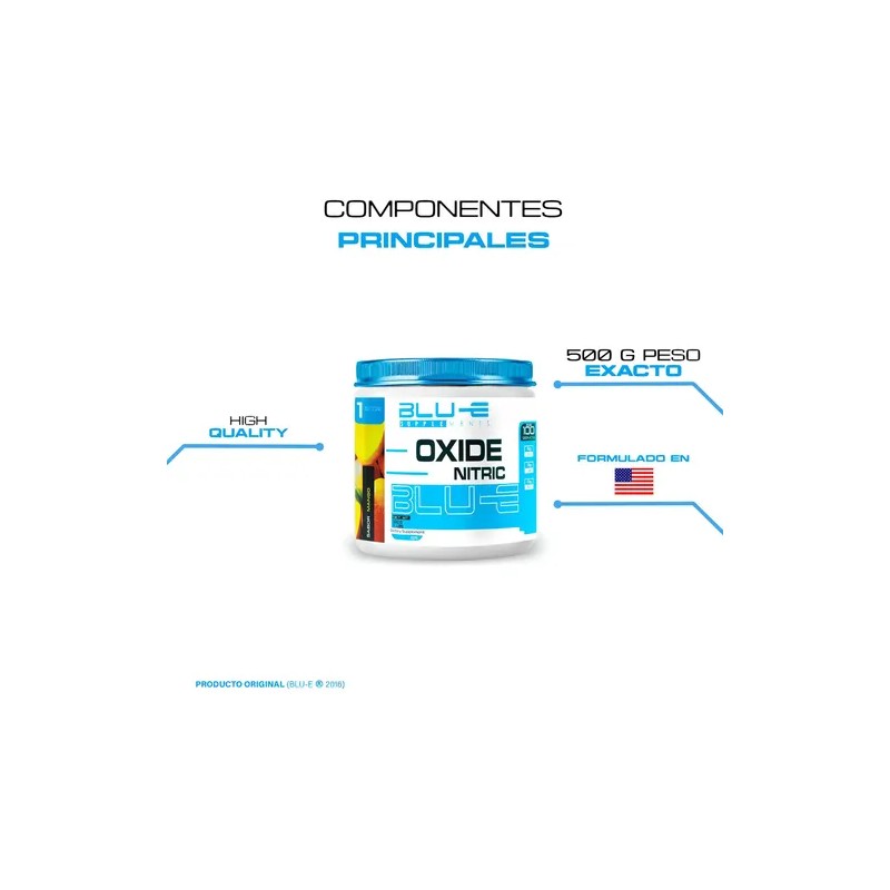 Óxido Nítrico Blu-e Supplements 500g Arginina Sabor Mango Deportivo