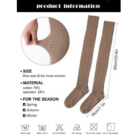 Kefiyis Knee High Socks Women's Thigh High Socks Over the Knee Socks Long Knitted Warmer Socks