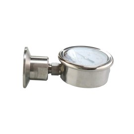 Stainless Steel 2.5" Dial Sanitary Pressure Gauge, Glycerin Filled. 0-30 PSI Range, 1.5" Tri Clamp Bottom Mount
