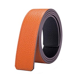 Vatee's Reversible Genuine Leather Belts For Men/Women Replacement Belt Strap Without Buckle 1.5"(38mm) Wide 43"(110cm) Long Black & Orange