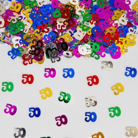 56g Multicolour 50th Birthday Confetti Foil Metallic Glitz Table Scatter Sprinkles Age Bday Party Decorations