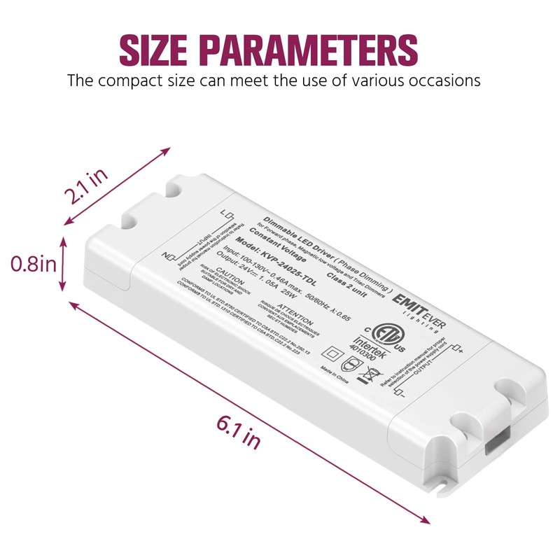 EMITEVER 25W Triac Dimmable LED Driver,Power Supply,AC 120V to DC