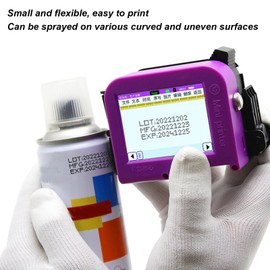 Impresora de Mano Codificadora de Inyección de Tinta, Impresora de Inyección de Tinta de 1200 MAh con Pantalla Táctil LED en Varios Idiomas, Impresora de Fecha en Color,