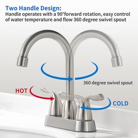 FROPO 2 Handle Brushed Nickel Bathroom Sink Faucet - 4 Inch Centerset Faucet Bathroom 2 or 3 Hole Lavatory Faucet Bathroom Vanity Sink Faucets with Pop-up Drain and Supply Lines