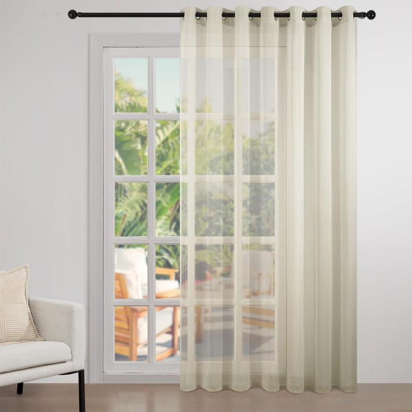 Topfinel Voile Curtains with Eyelets Decorative Curtain with Embroidery for