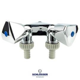 Double Valve Device Valve with 2 Outlets Wall Mounted 1/2 Inch Chrome-Plated