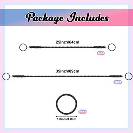 ARefugen 2 Pack 25"/35" Strong Hair Ties and 20Pcs Elastics Hair Ties for Long Thick Hair, Elastics 4mm Hair Tie Scrunchies Ponytail Holders Hair Accessories for Water Wind Sports (Black)