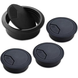 60mm(2.4 inch) Desk Cable Wire Grommet, 4Pcs Black Desk Grommet Cord Cable, Desk Table Grommet Cable Tidies for Home and Office Table Surface Port Hole Covers