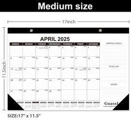 GuassLee Desk Calendar 2025-18 Months Calendar 17" × 11.5" Desk Calendar from Apr. 2025 to Sept. 2026 with Julian Date, Monthly Goals, To-do List, Notes for Home School Office
