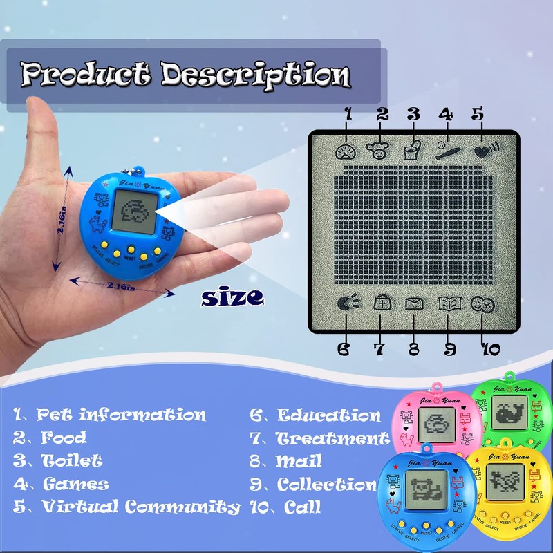 SAFSOU 4 Pcs Virtual Pets, Cute Big Heart Shape,Virtual Electronic