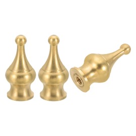 PATIKIL 22 x 45mm Lamp Finials Caps Knob, 3 Set Solid Brass Lamp Shade Top Decoration Screw Cap Nuts with Brass Reducing Adapter for Table Lamps Floor Lamps