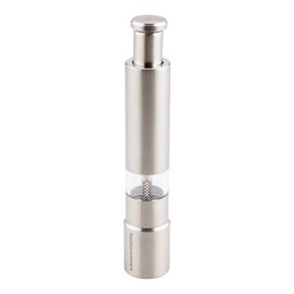 Stainless Steel Push Top Salt and Pepper Grinder: Perfect for Restaurants, Cafes, and Catering Events - Spring Action Salt and Pepper Mill - Simple, One Hand Thumb Push to Use - 1-CT - Restaurantware