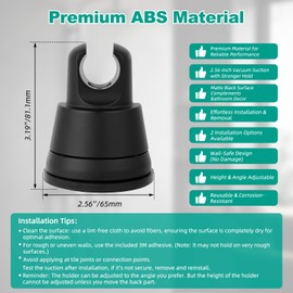 Hibbent Vacuum Suction Cup Shower Head Holder, Removable Showerhead Bracket, Height Adjustable Shower Wand Holder & Wall Mount ABS Plastic Suction Holder for Handheld Shower Head, Matte Black