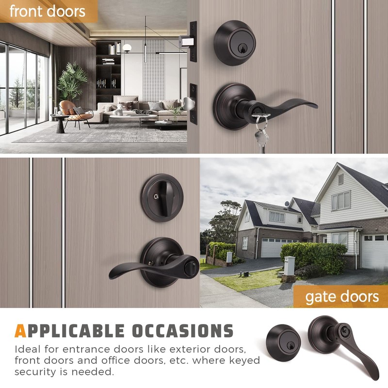 KNOBWELL 4 Pack Keyed Alike Door Lever Handle with Single