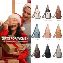 LATMAP 7L Sling Bag for Women Men Leather Small Sling Backpack Daypack Anti Theft Fanny Pack Crossbody Purse Travel, Coffee