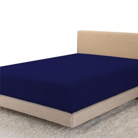 Linens World Egyptian Cotton Fitted Sheets Super King Size Breathable, Anti Wrinkle 30cm Deep Pocket 200 Thread Count Bed Sheets Navy Bedding & Linen 183 X 200 CM Super King Fitted Sheet