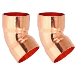 PATIKIL 1 3/8 Inch ID 1.2 mm Thick Elbow Copper Fitting, 2 Pieces 99.9% Pure Copper 45 Degree Pipe Fitting, Short Radius Pipe Connector with Solder Sleeve Connection