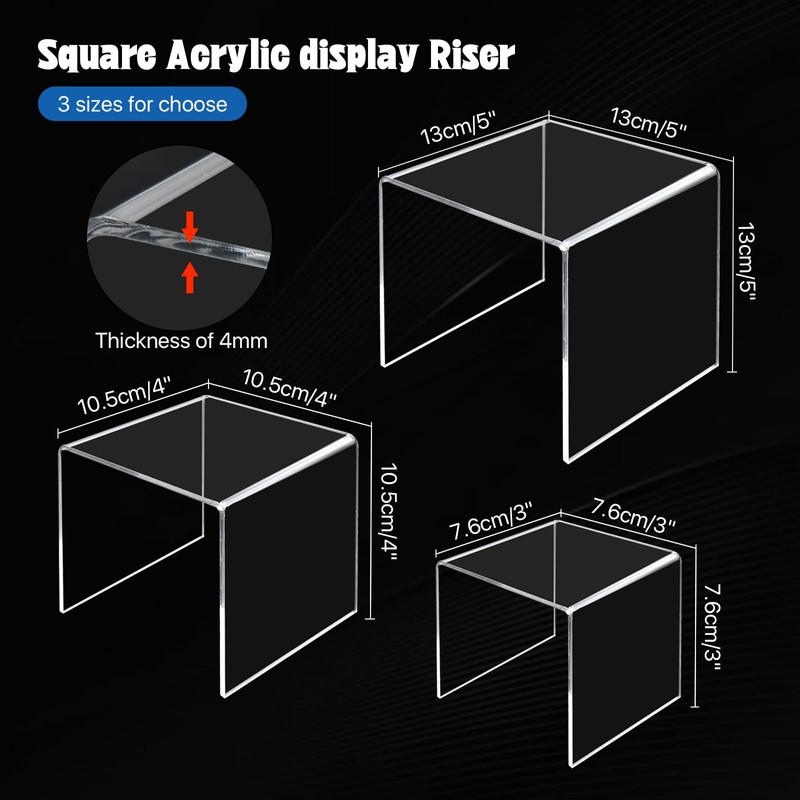 Worldity 6 Pcs Acrylic Risers for Display, 3" 4" 5"