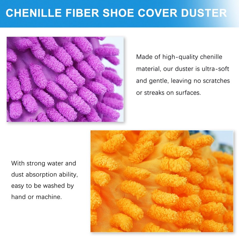 4 Pieces (2 Pairs) Shoe Cover Duster Mopping Slippers, Microfiber