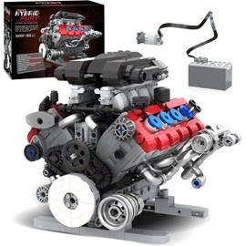 Mavo brix V8 Engine Building Set, Model Kit for Adults, Build Your Own MOC Mini V8 Engine Model Toy with Motor, Display, Home Office Decor, Ideal Gift, 1189PCS