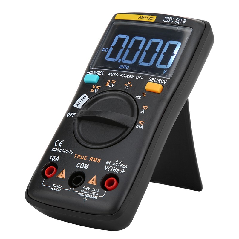 AN113D 6000 Counts Digital Multimeter Transistor Tester Auto Range AC/DC