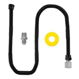 Lemfema 36" Non-Whistle Flexible Flex Gas Line Connector Kit for NG and LP Fire Pit and Fireplace Stainless Steel Hose-1/2" ID x 5/8" OD Black Hose With 1/2" MIP x 1/2" FIP Connector