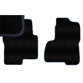 Navy Blue Edge Custom Fit Front Carpet Floor Mats, Black, Compatible with GMC Sierra 3500 Classic Crew Cab, with 2WD or 4WD on Dash 2007