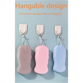 3Pcs Magic Exfoliating Bath Sponge,3D Super Soft Exfoliating Bath Sponge, Skin Friendly and Reusable for Adults Children and Pregnant Women. (Pink+Blue+Gray) - Colour: Pink+blue+gray