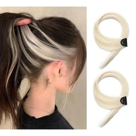 One Piece Clip In Hair Extension Highlights Streaks 25g - 40g (2, Blonde)