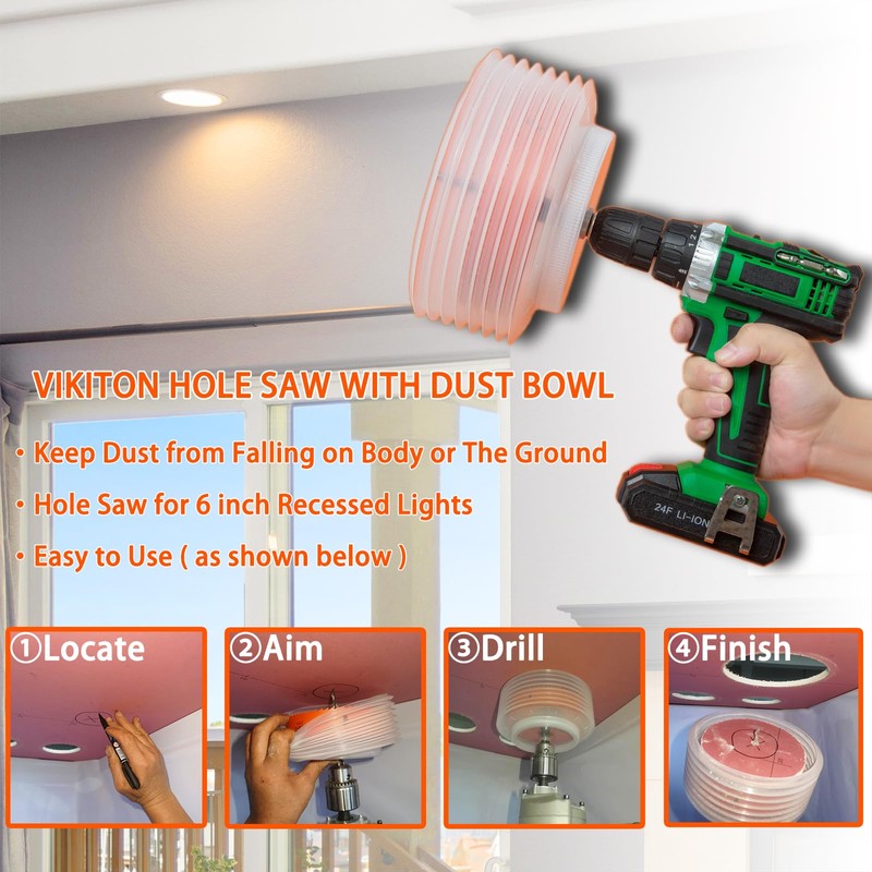 6-1/8" Hole Saw for Recessed Lights, with Dust Bowl Catcher