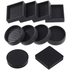 Keadic 8 x Non-Slip Rubber Castors Cups, Round and Square Non-Slip Leg Coasters, Floor Protection, Furniture Pads for Piano, Sofa, Bed, Chair, Couch Stopper (2 x 2 Inches, Round & Square Black)