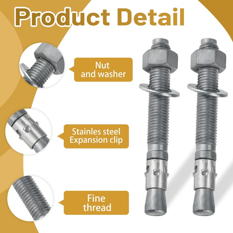 Horiznext 3/4 x 6-1/4 inch Wedge Concrete Anchors kit Galvanized