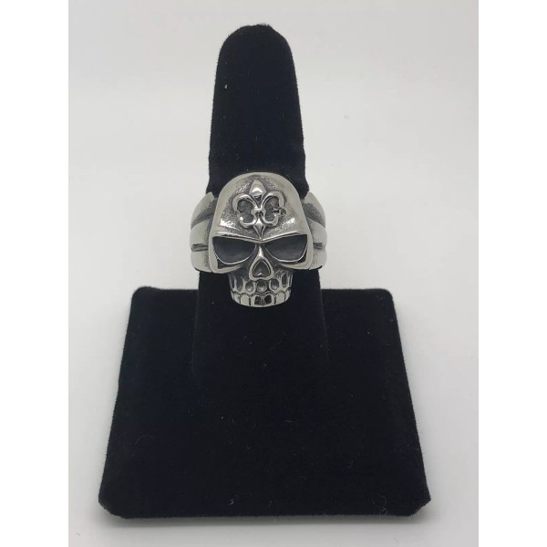 Unbranded Fleur De Lis Forehead Skull Stainless Steel Ring -