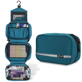 Hanging Toiletry Bag Waterproof, Jiemei Travel Wash Bag for Men & Women with 4 Compartments, Foldable Compact Size, Super Durable Fabric