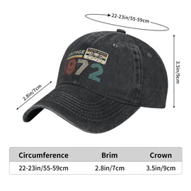 Xpayzere 53th Birthday Gifts for Women Men, Limited 1972 Edition Hat, 53th Birthday Decorations for Son Dad Mom Wife Daughter, 53 Years Old Baseball Cap Black
