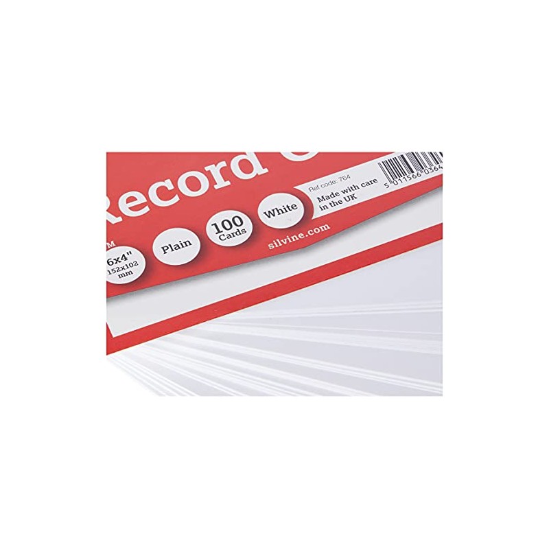Silvine Record Cards 152x102 mm Plain Pack of 100 -
