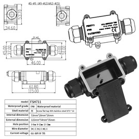 2 Pcs IP68 Waterproof Junction Boxes, 2-Way Outdoor Electrical Cable Connectors Boxes, External Sleeve Protection Box, Line M20 Cable Wire Connectors, Wire Range 5-9mm & 9-12mm