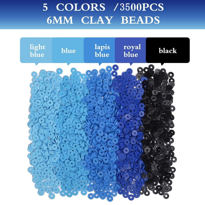THRELE 3500pcs Blue Clay Beads for Bracelets Making 6mm Heishi