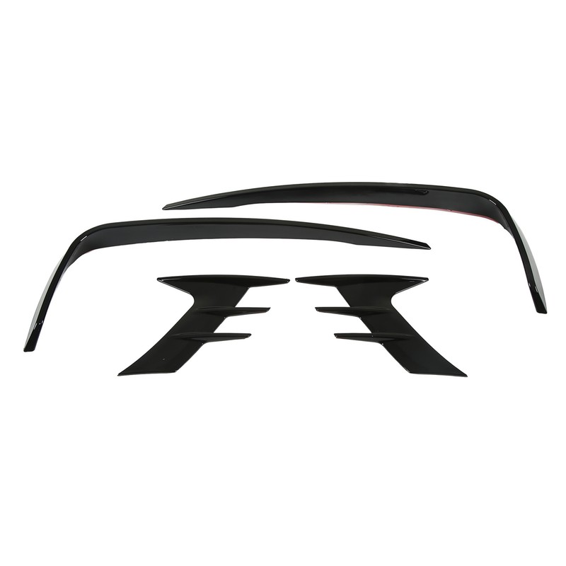 4Pcs Glossy Black Front Bumper Fog Light Eyebrow Cover Trim