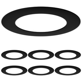 Amico 6 Pack Goof Rings for 6 Inch Recessed Lights, Can Light Trim Ring Cover, Outer Diameter 8.6-inch, Inner Diameter 6.2-inch, Durable Plastic Design, Black