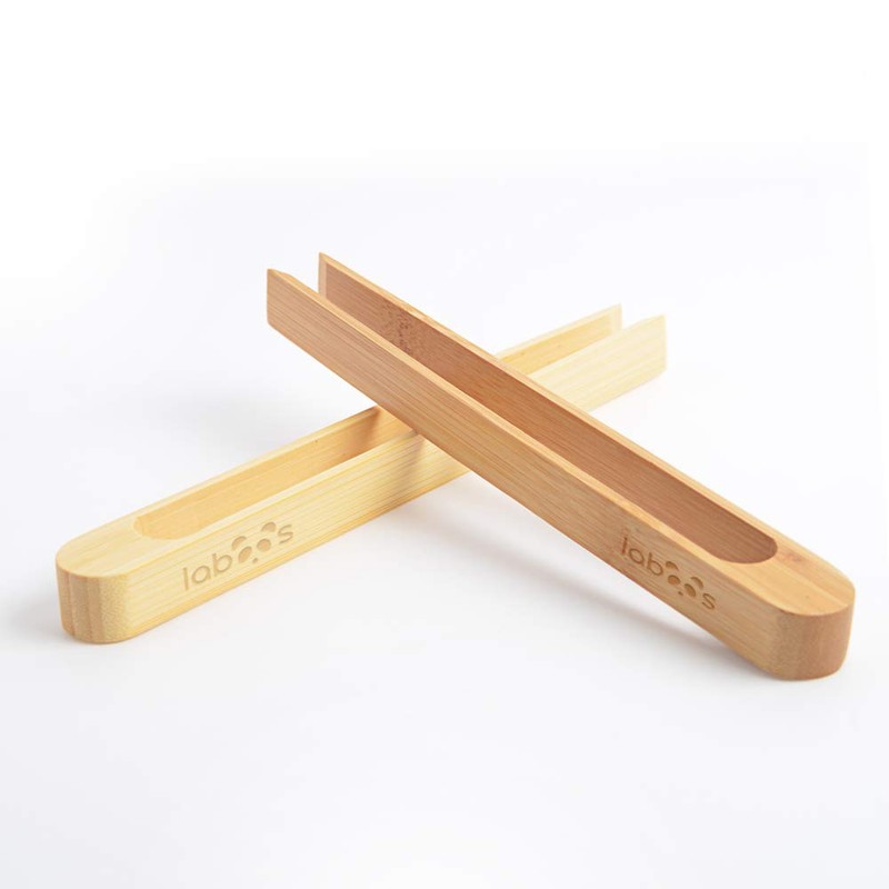 Magnetic Bamboo Toaster Tongs: 100% Natural 8.7” Wood Kitchen Toast