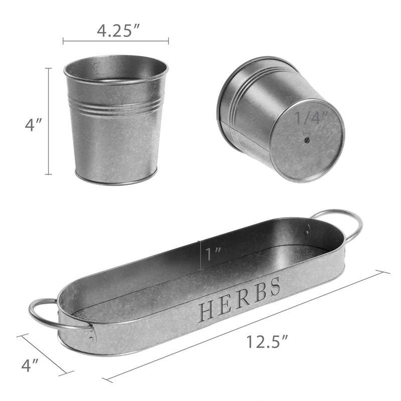 Barnyard Designs Indoor Herb Garden Planter Set with Tray, Metal