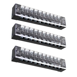 SRJQXH 3 Piece Electrical Terminal Strip, 10 Bit Screw Terminal Strip Set, 600 V 15 A Double Row Screw Terminals, Pre-Insulated Terminal Barrier Strip with Protective Case, for Electronic Circuit