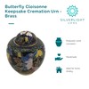 Butterfly Cloisonne Keepsake Cremation Urn for Ashes, Metal, Black Enameled