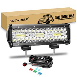 SKYWORLD LED Light Bar, 9 inch 180W Spot Flood Combo Beam 12V 24V LED Work Driving Fog Lamp with 12V Toggle Switch Wiring Harness Kit for Off-Road Truck Car ATV SUV Vehicles Boat Light
