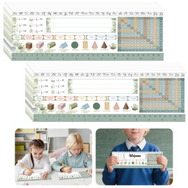 codree 30 Pcs Eucalyptus Desk Name Tags for Classroom, Waterproof Manuscript Student Desk Name Plates, Greenery Classroom Nameplates with Alphabet Multiplication Chart Fractions for 3Rd to 4Th Grade