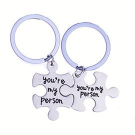 2PC You're My Person Puzzle Stainless Steel Keychain Jewelry Set Valentines Day Best Friend Gift Key Chain