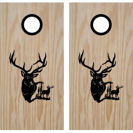 Cornhole Boards Decals Monster Buck Deer Set Boards Bean Bag Toss Sticker