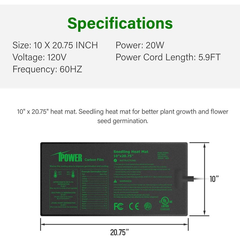 iPower Digital Heat Mat Thermostat Controller and 10" x 20.75"