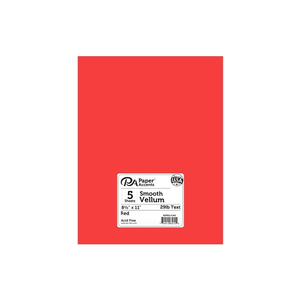 Vellum 8.5x11 29lb Red 5pc